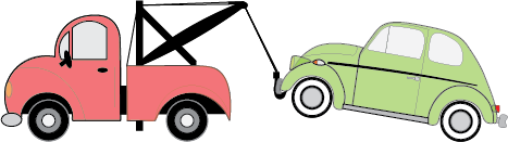 Tow truck towing a car